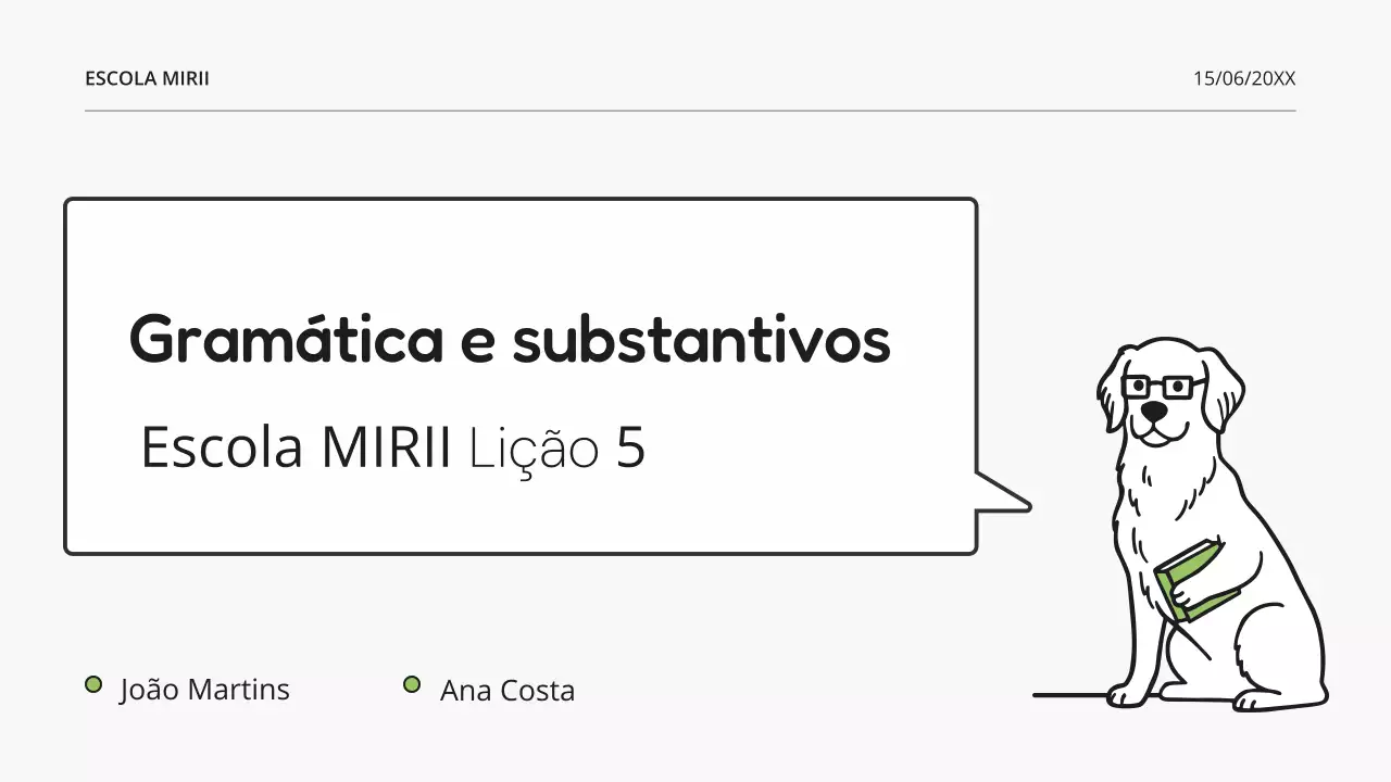Apresentação da aula de gramática moderna branca