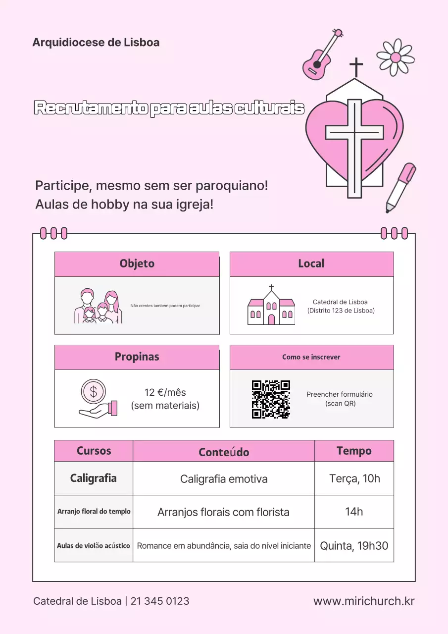 Recrutamento de alunos da Igreja Pink Simple
