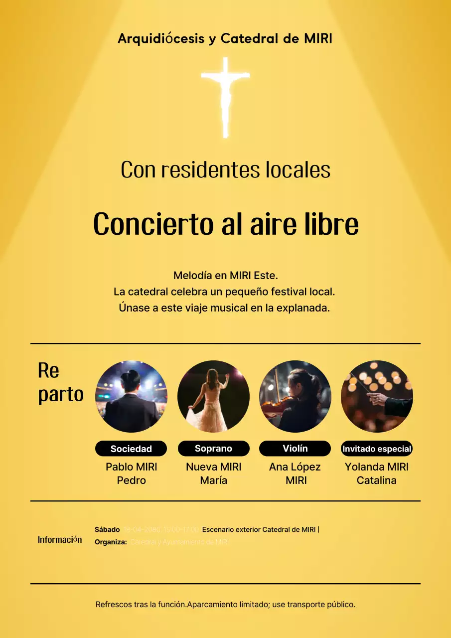 Evento de concierto de música clásica amarilla
