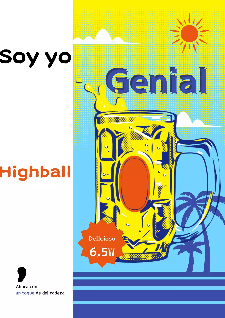 Anuncio de bebida pop art amarillo