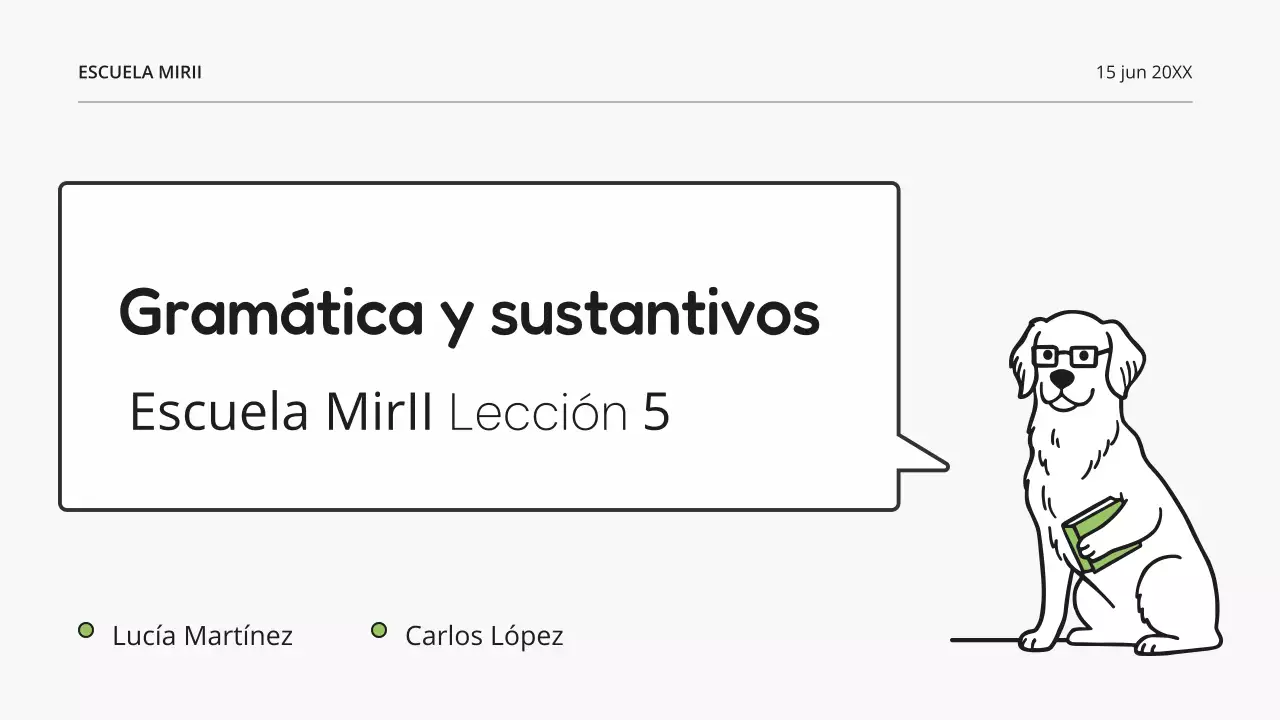 Presentación de la clase de gramática moderna blanca