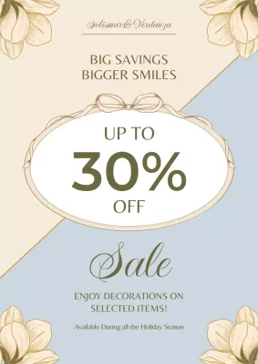 Beige Floral Sale Promotion Poster