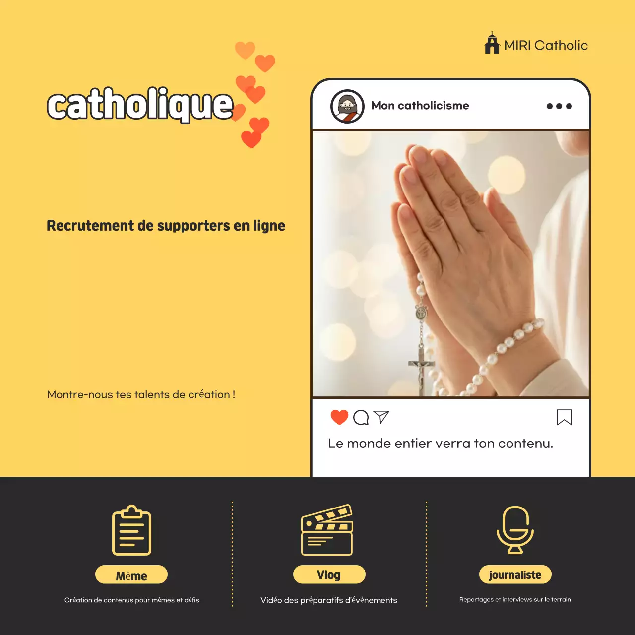 Recrutement religieux simple jaune