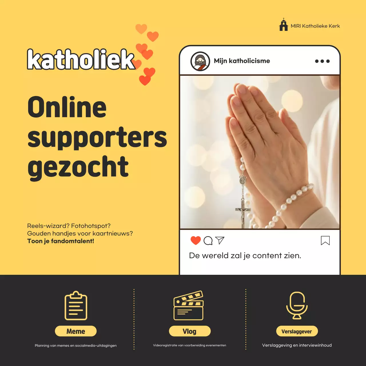 Gele eenvoudige religieuze werving