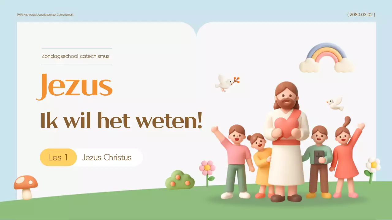 Hemelsblauwe, schattige lesmaterialen voor de catechismus.