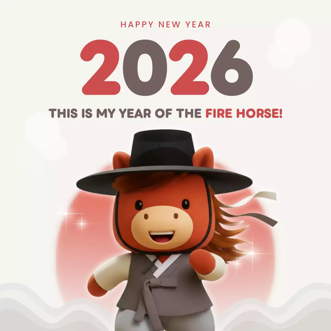 kartu tahun baru tradisional berwarna krem