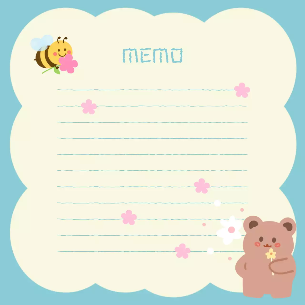 민트 아기자기한 메모 프레임