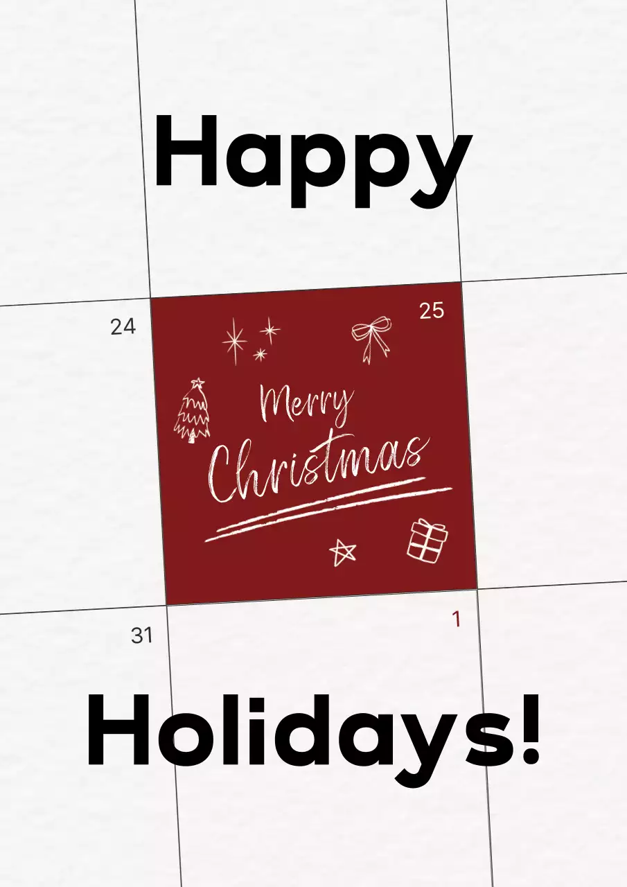 버건디 세련된 달력 느낌 크리스마스 디자인