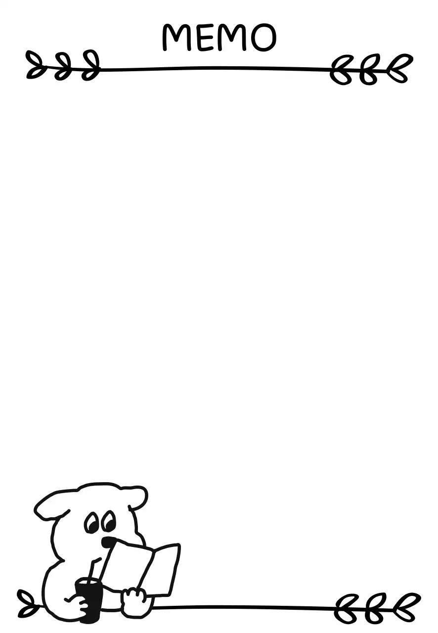 Black and White Book Reading Dog Notes