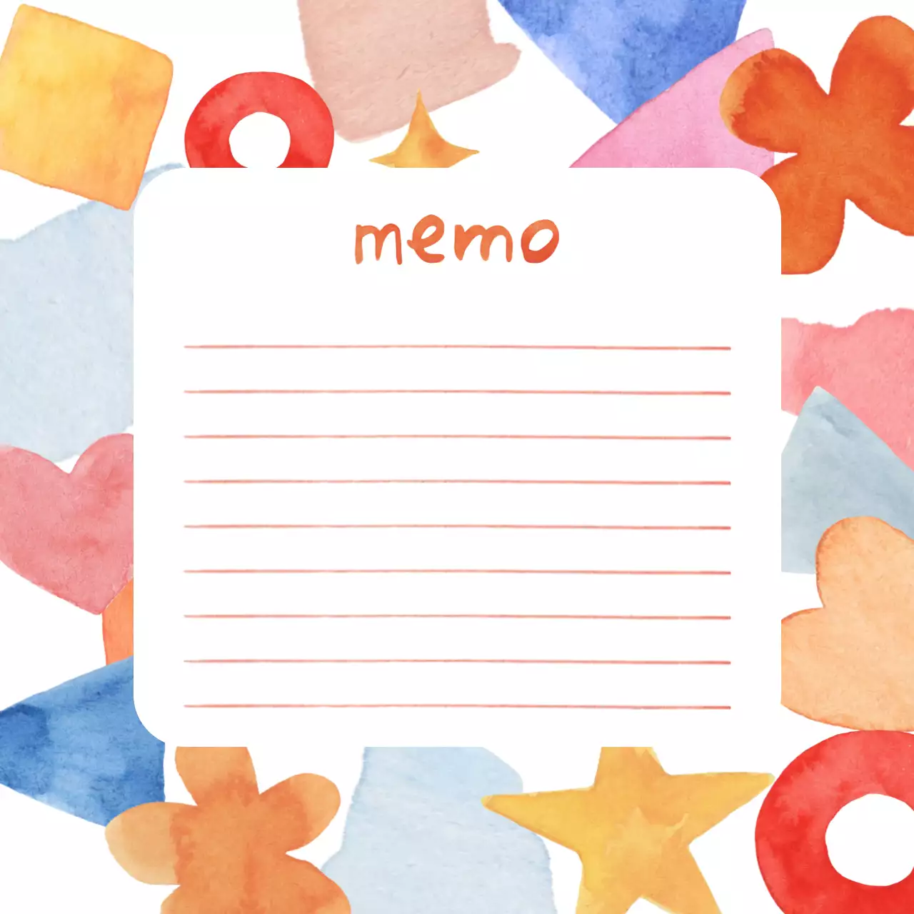 컬러풀 수채화 아기자기한 메모디자인