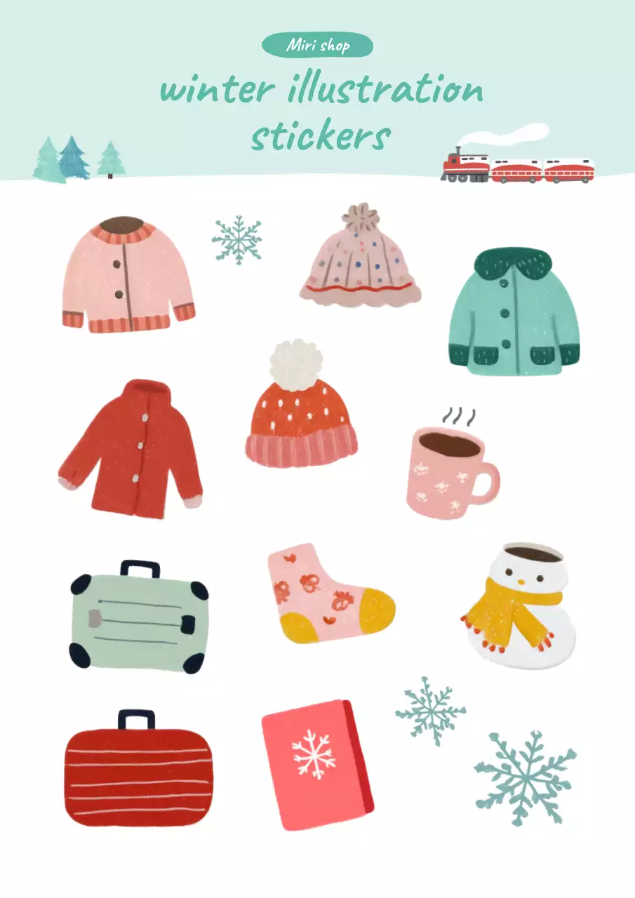 민트 아기자기한 겨울 스티커