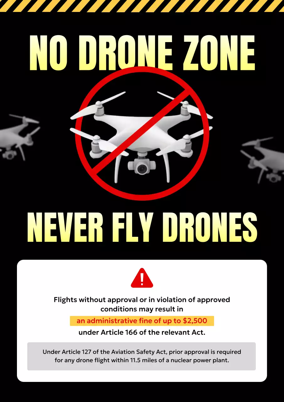 thông báo máy bay không người lái in đậm màu đen