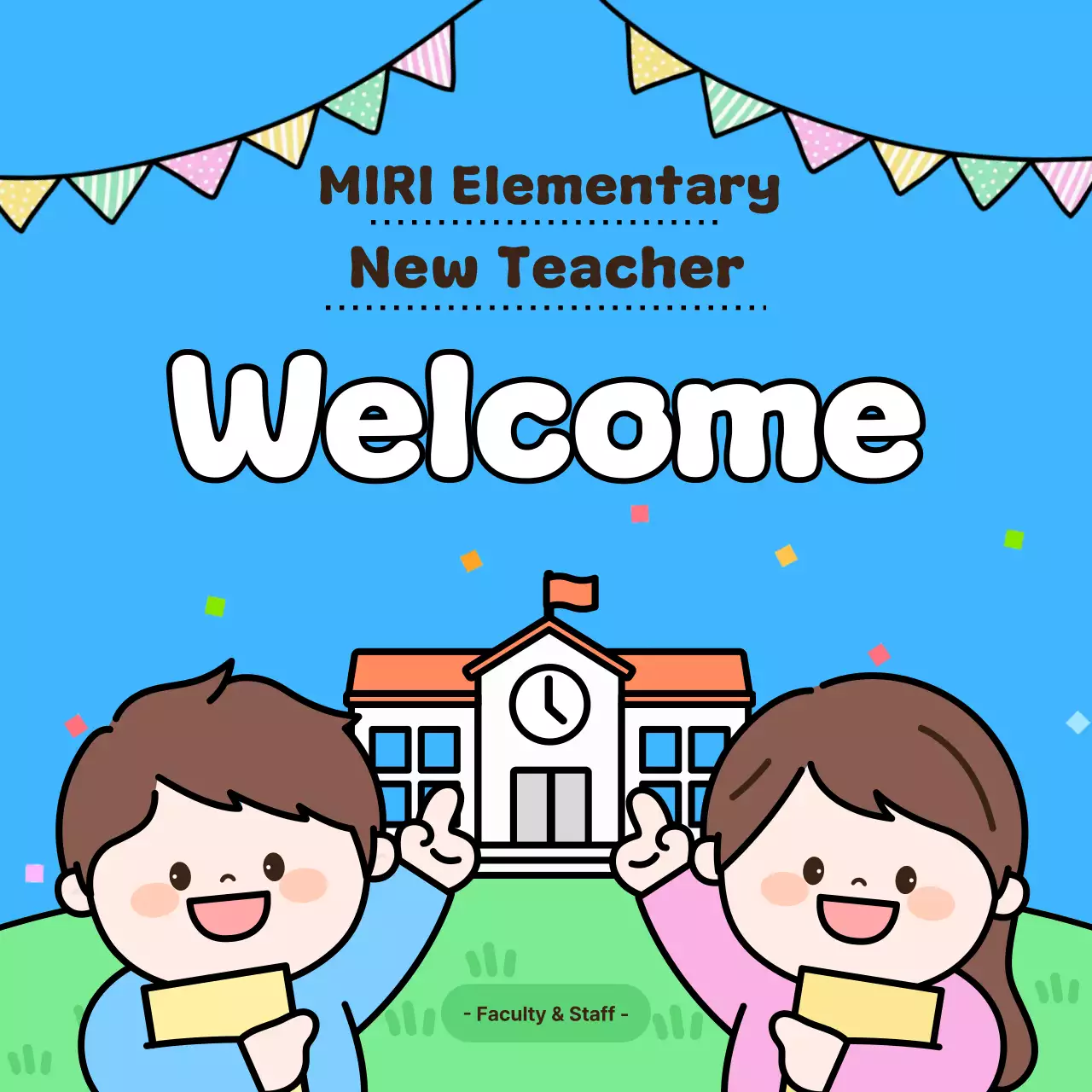 Evento escolar fofo em azul celeste