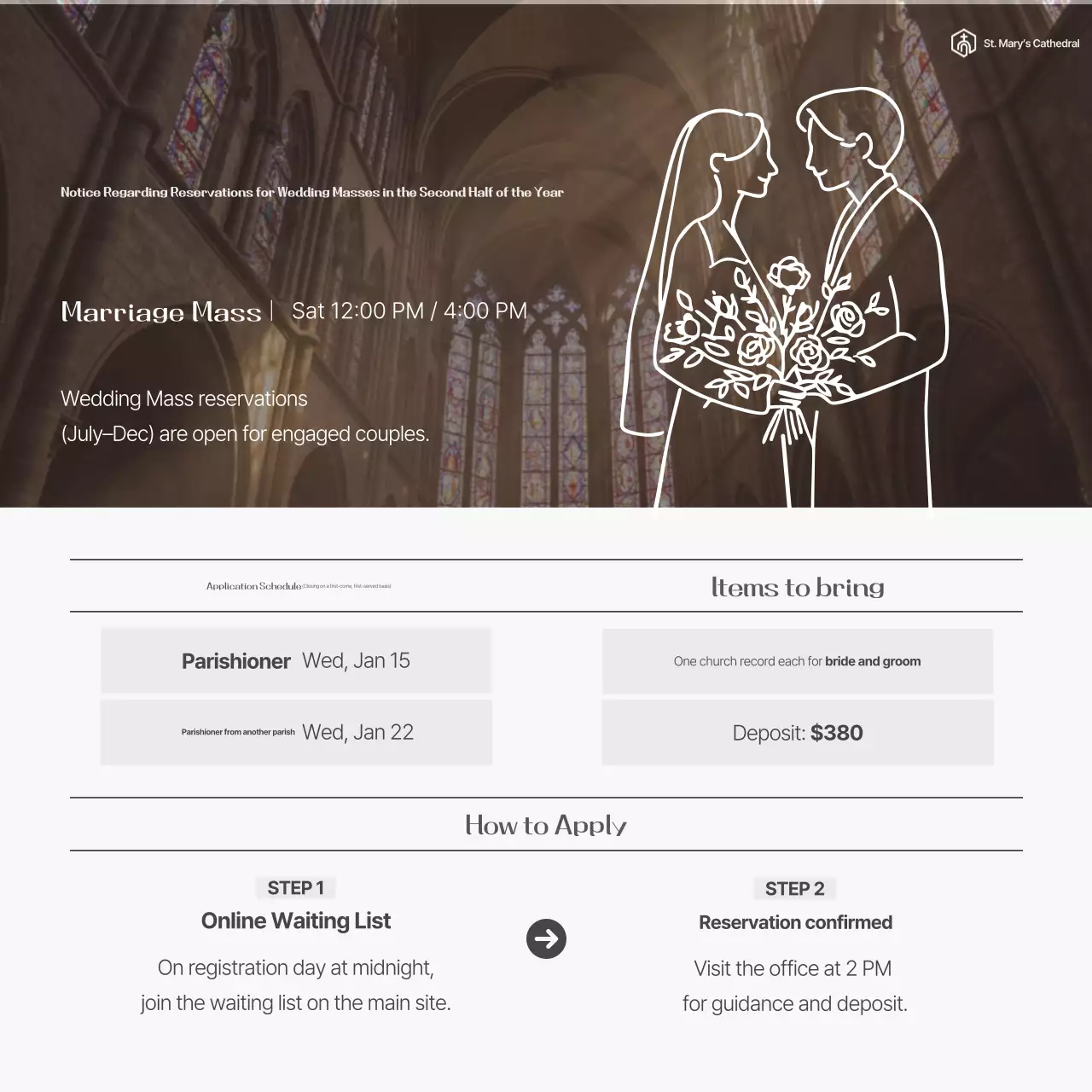 Panduan Reservasi Misa Pernikahan Katedral Klasik Brown