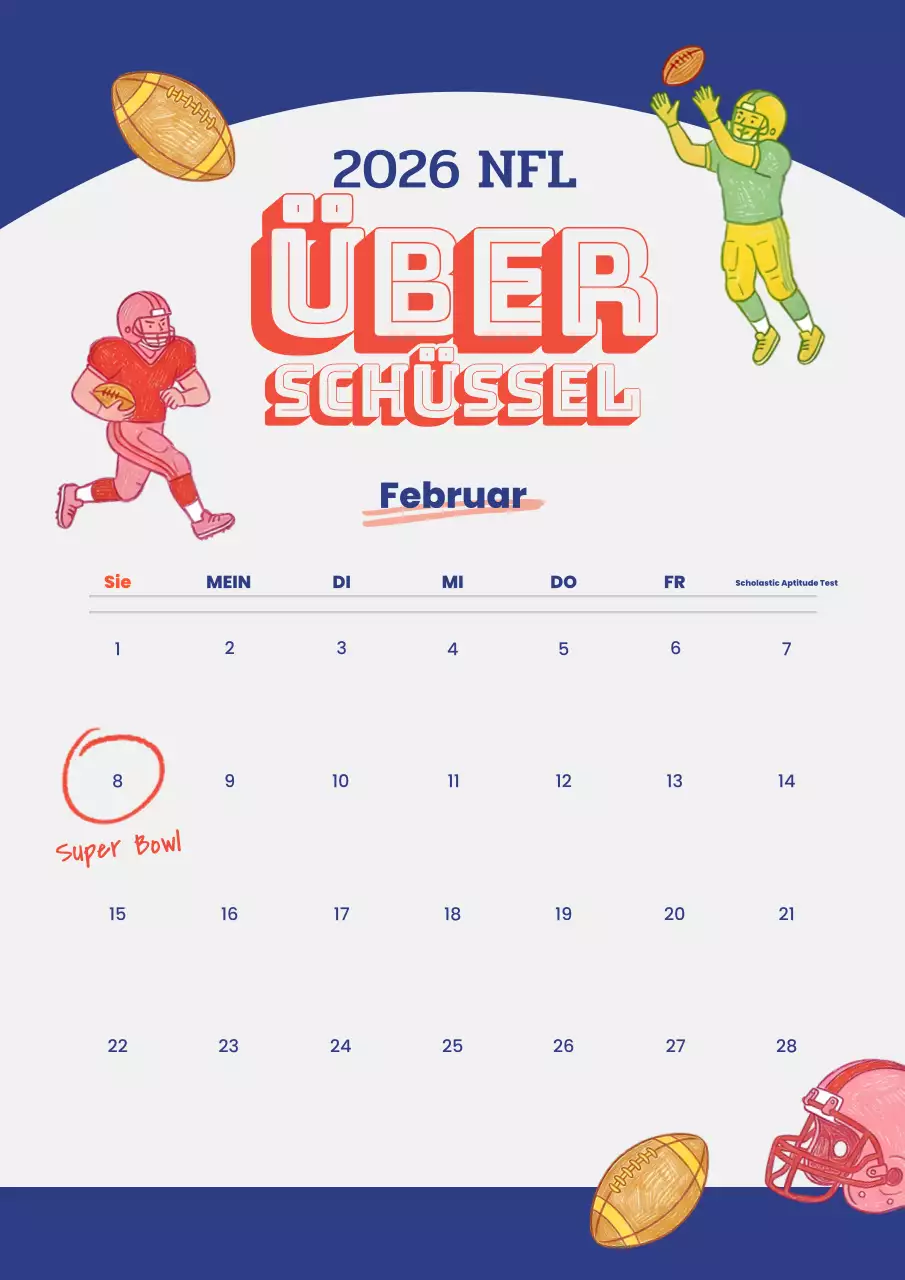 Blauer Retro-Sportkalender