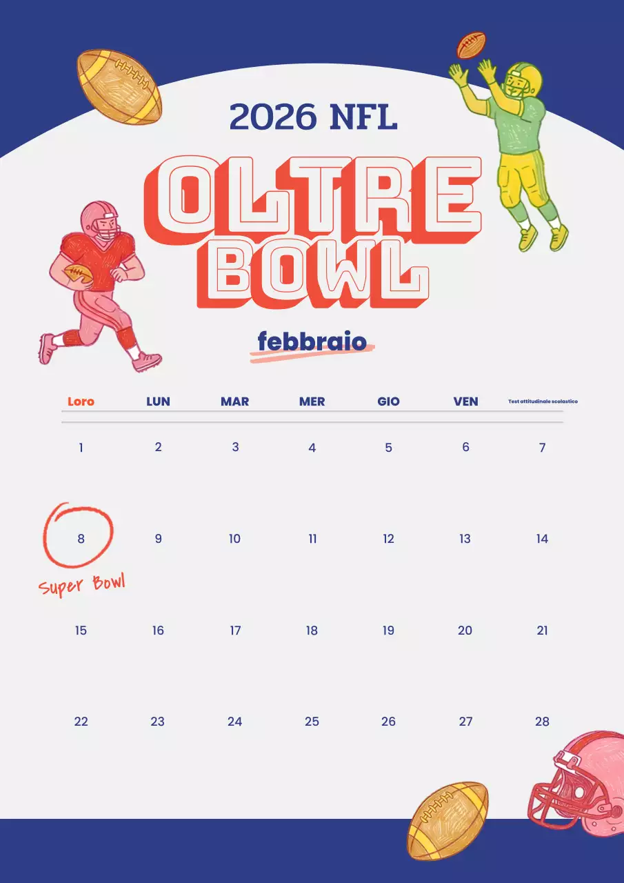 Calendario sportivo retrò blu