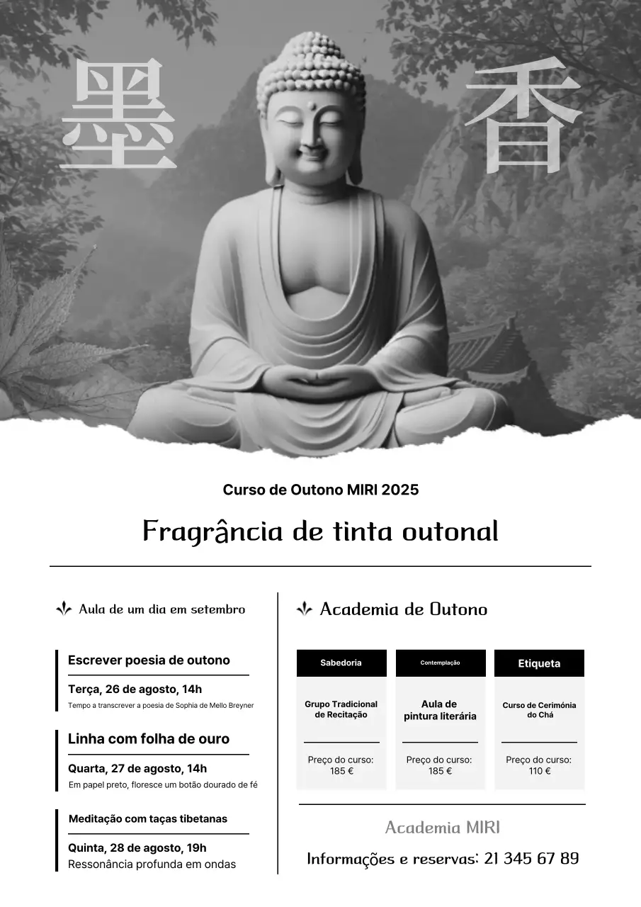 Promoção de cursos tradicionais em preto e branco