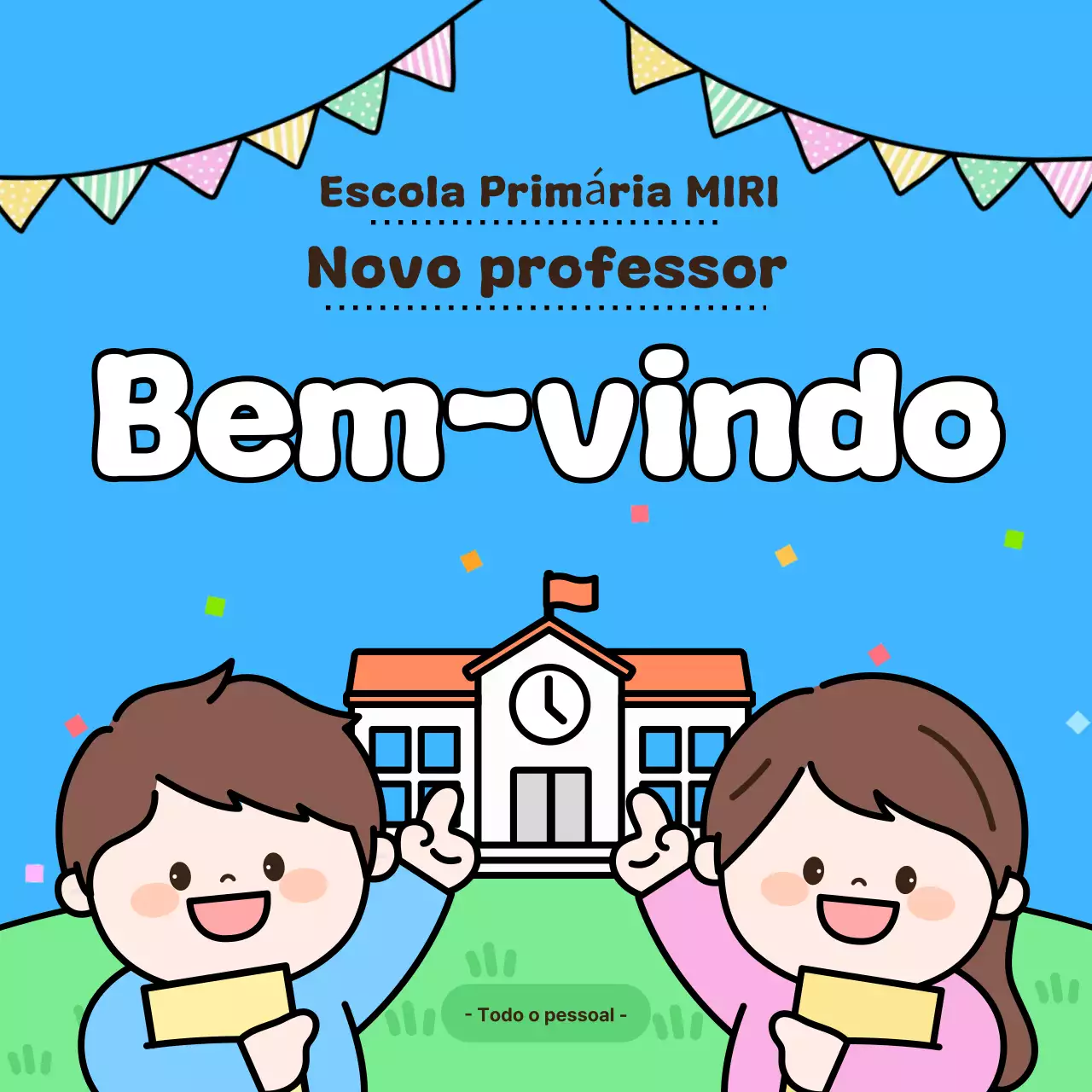 Evento escolar fofo em azul celeste