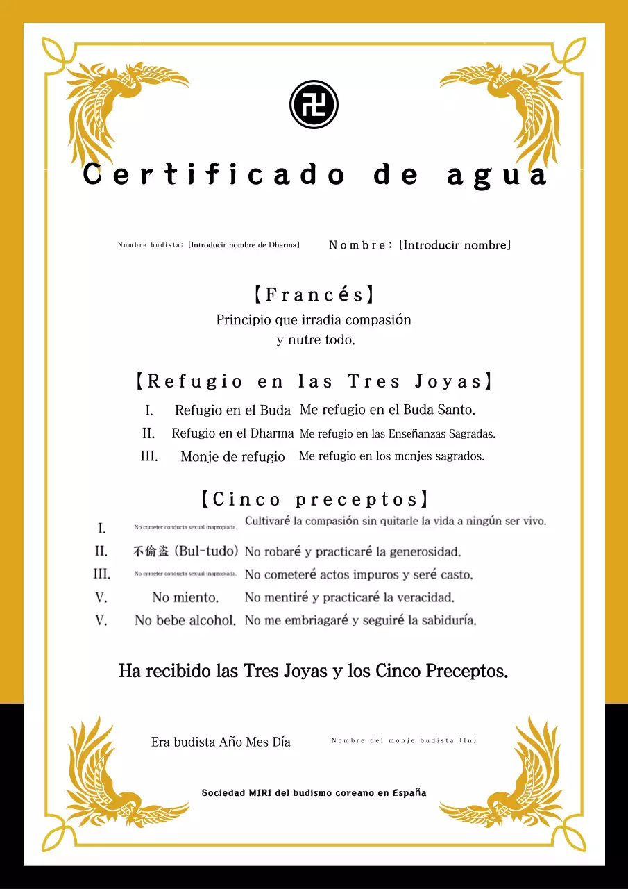 Medalla budista tradicional amarilla