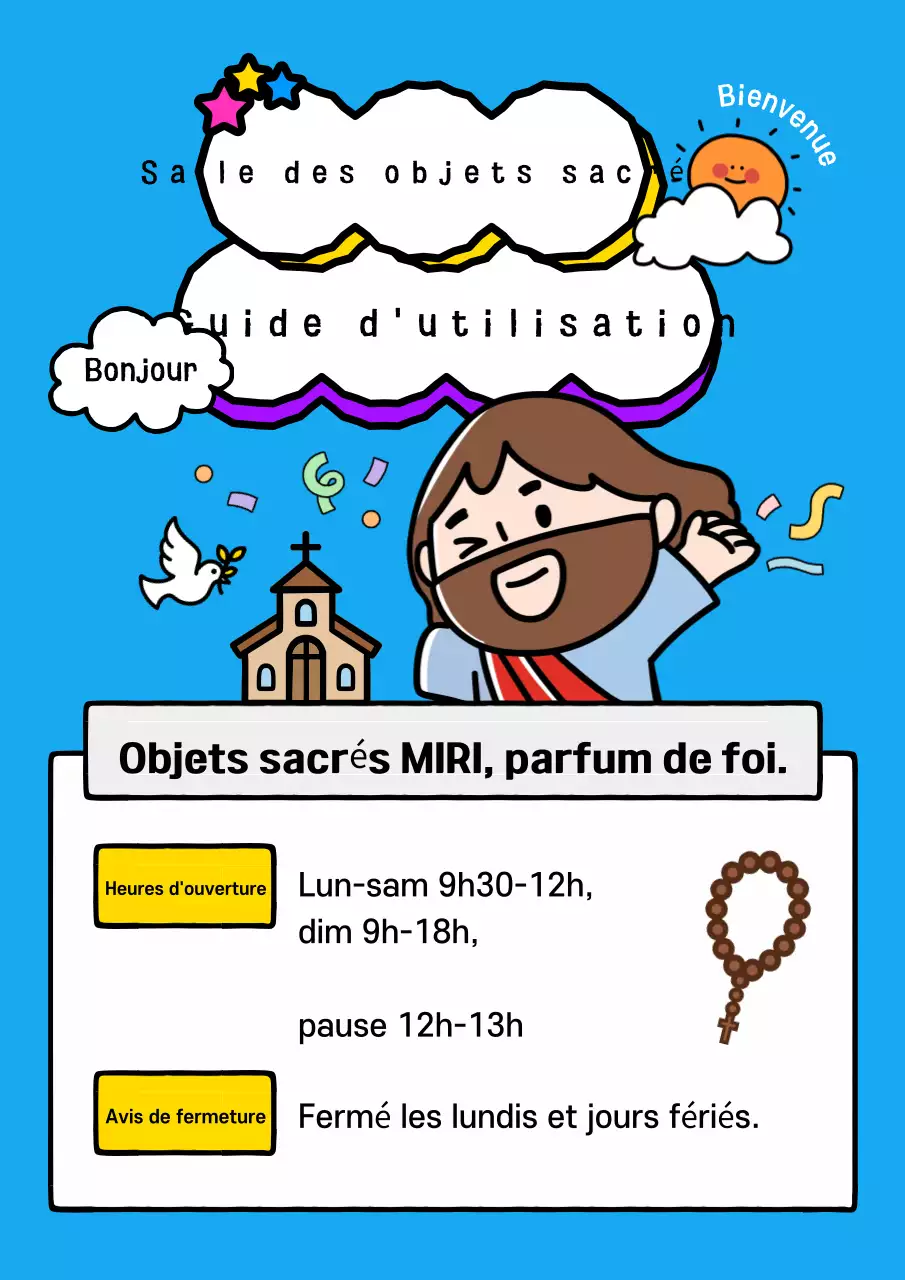 Guide religieux mignon bleu ciel