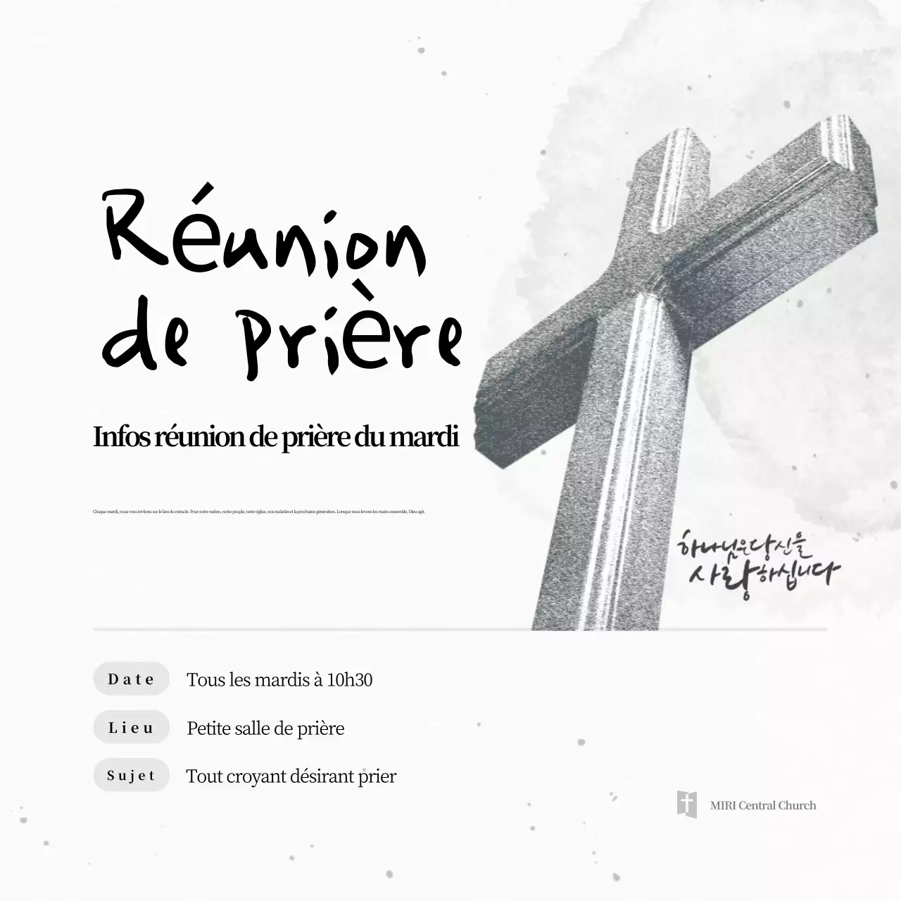 Guide de réunion de prière simple et blanc