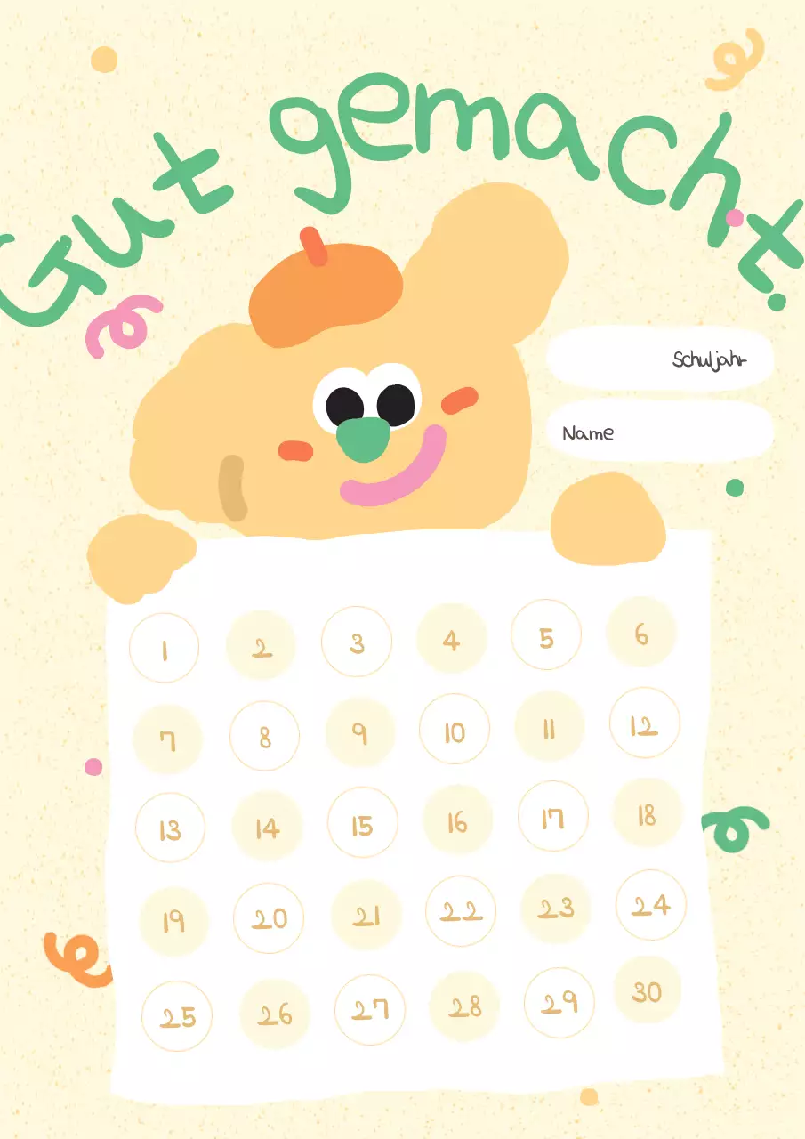 Gelbes Poster „Niedliches Leben“