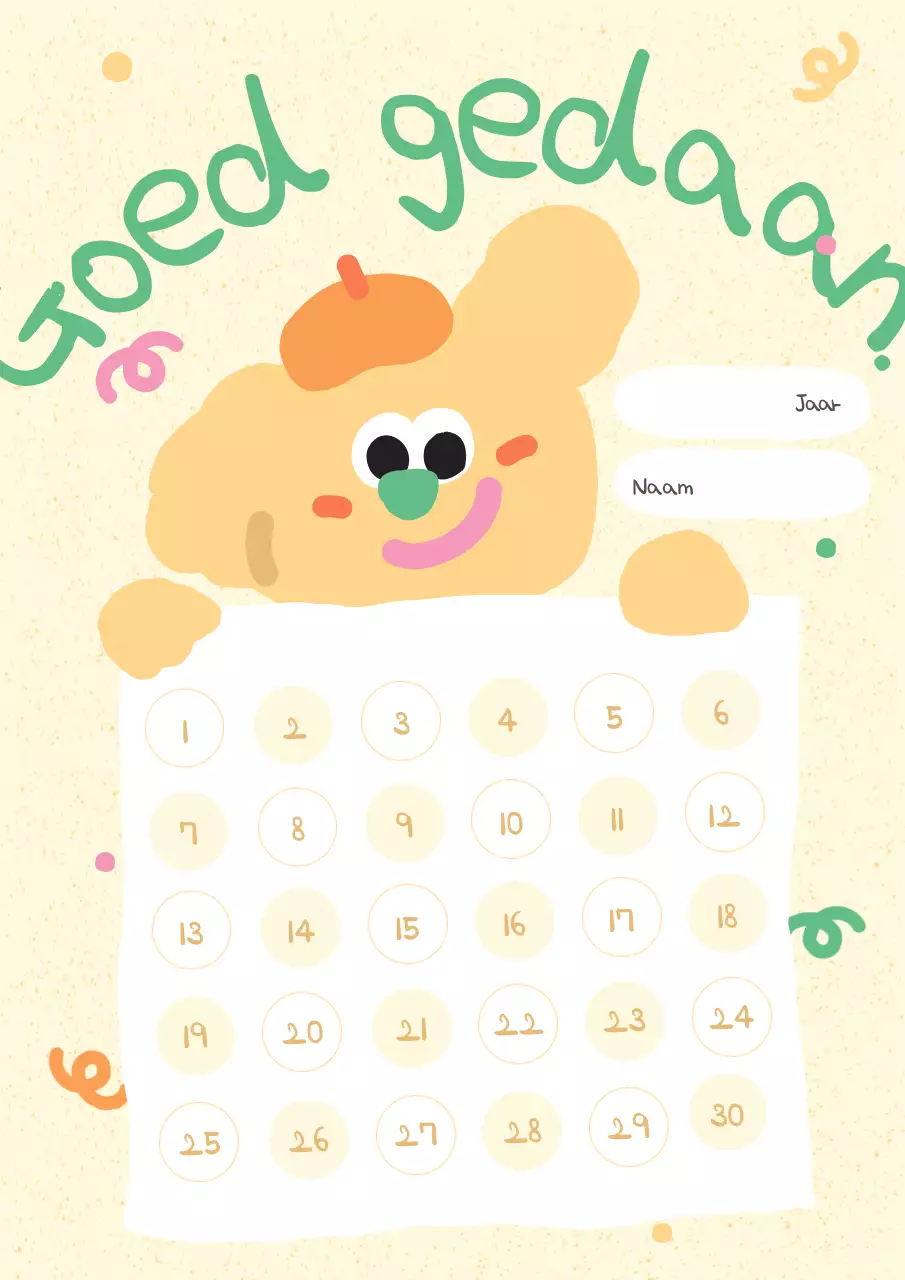 Gele poster met schattige levensafbeeldingen