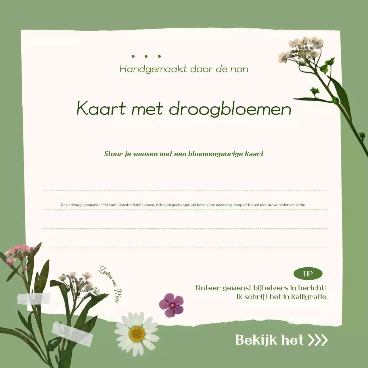 Khaki Simple Pressed Flower Card Promotion