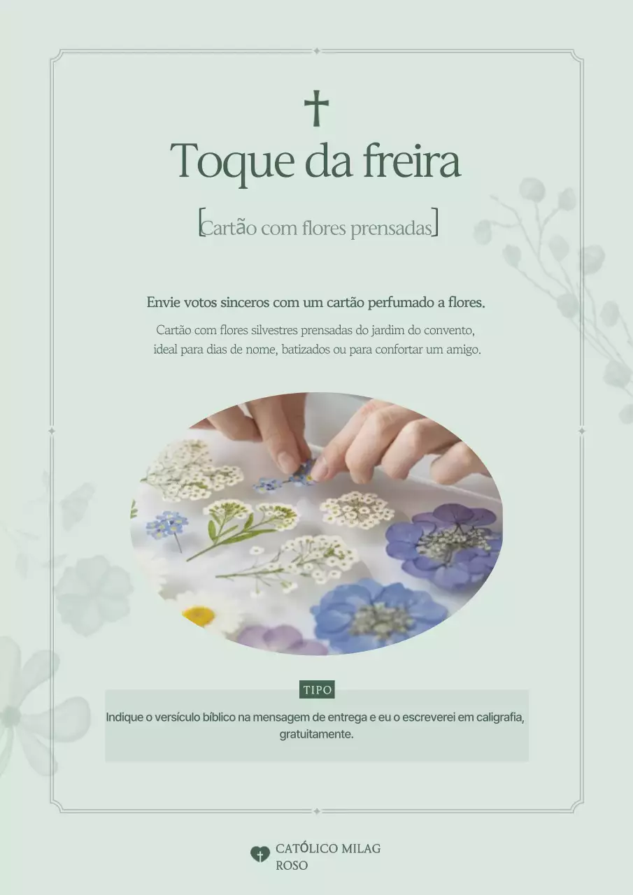 Cartão-postal simples feito à mão com menta