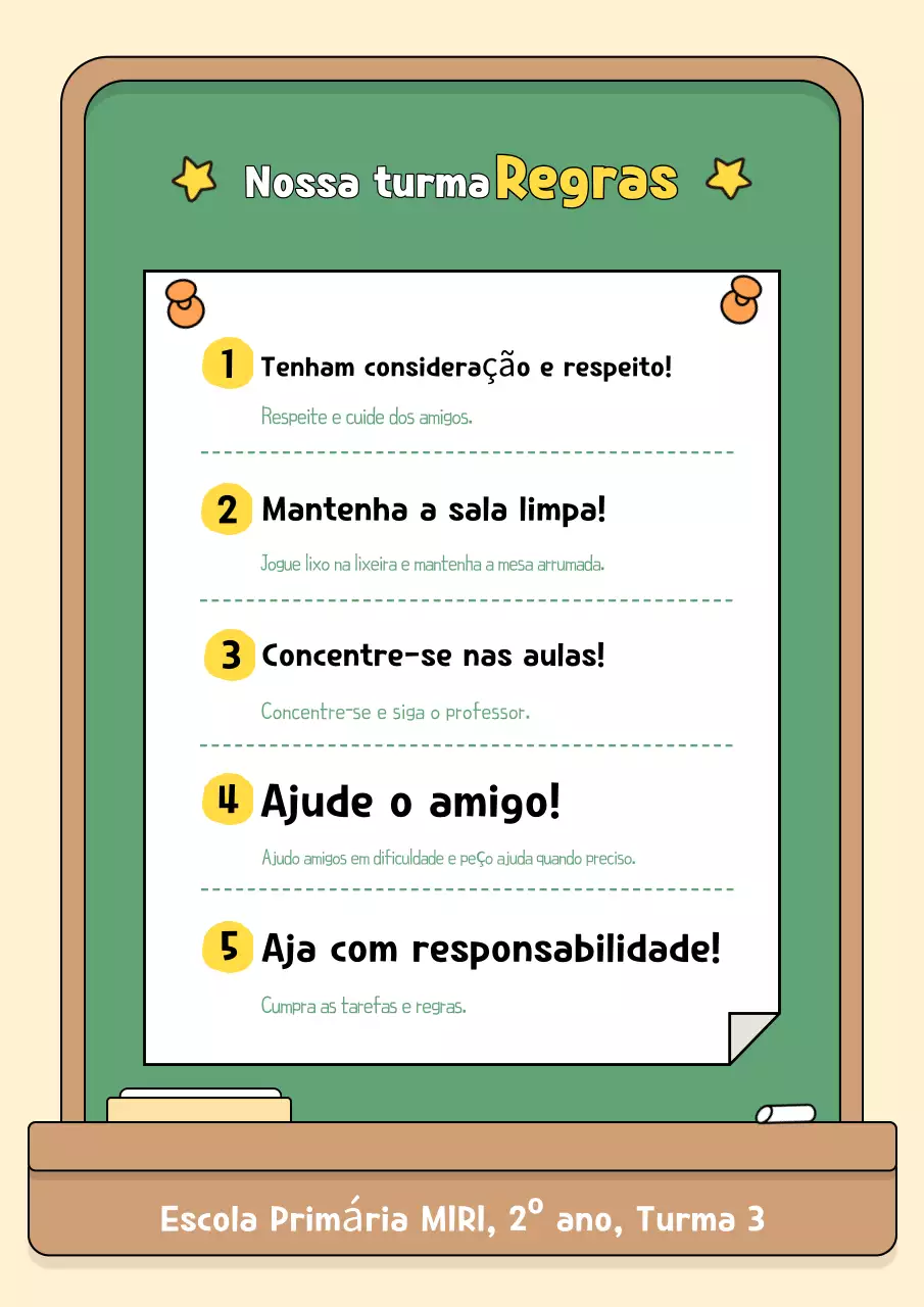 Guia de Regras Escolares em Formato de Quadro Negro