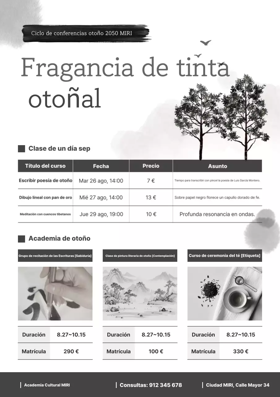 Guía de conferencias sobre cultura tradicional en blanco y negro