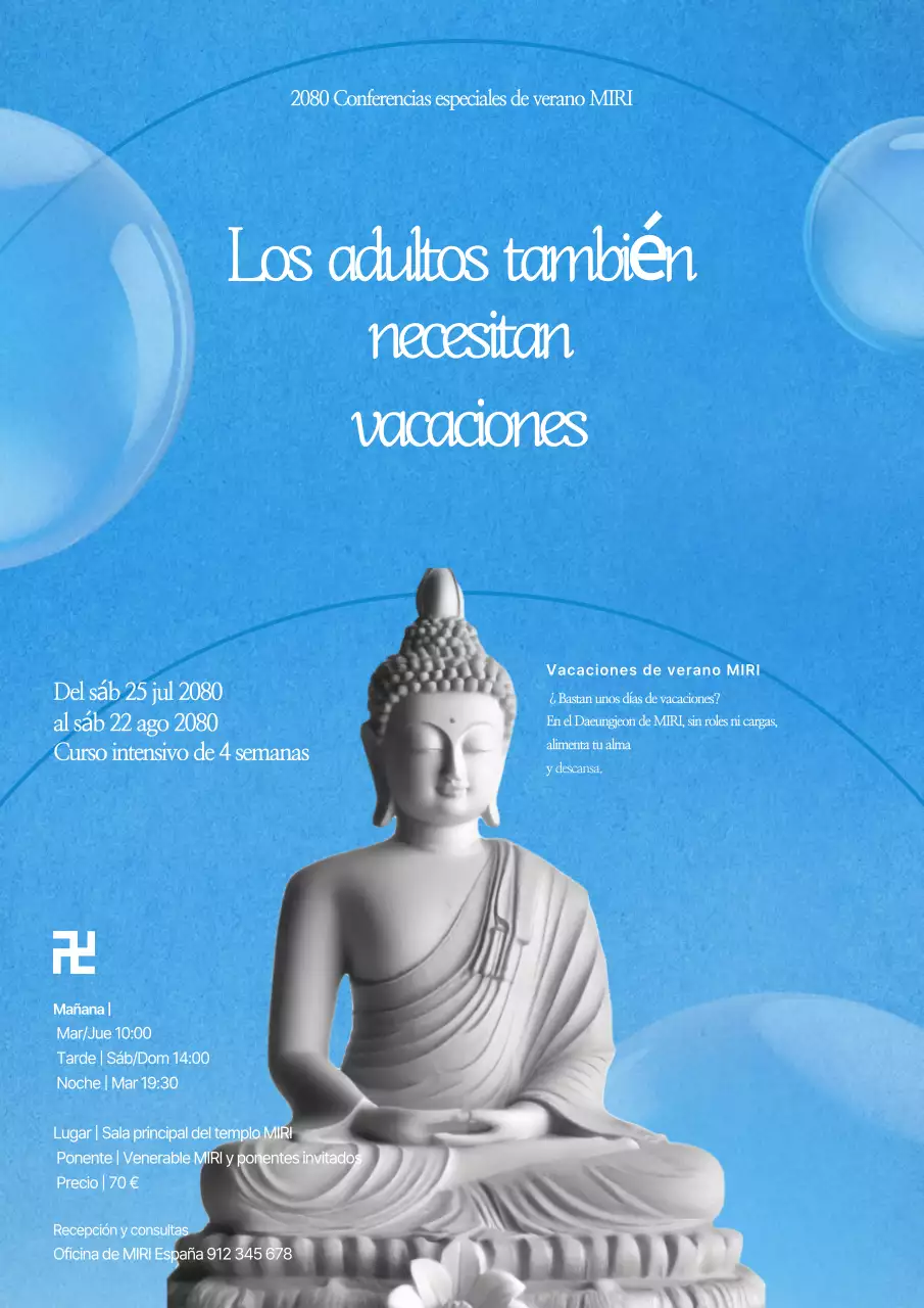 Promoción de meditación sencilla azul