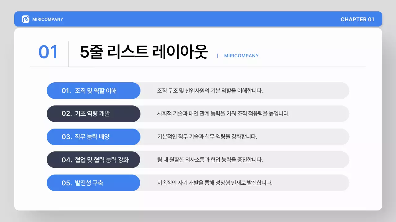 파랑 그레이 모던 교육 온보딩 자료 안내
