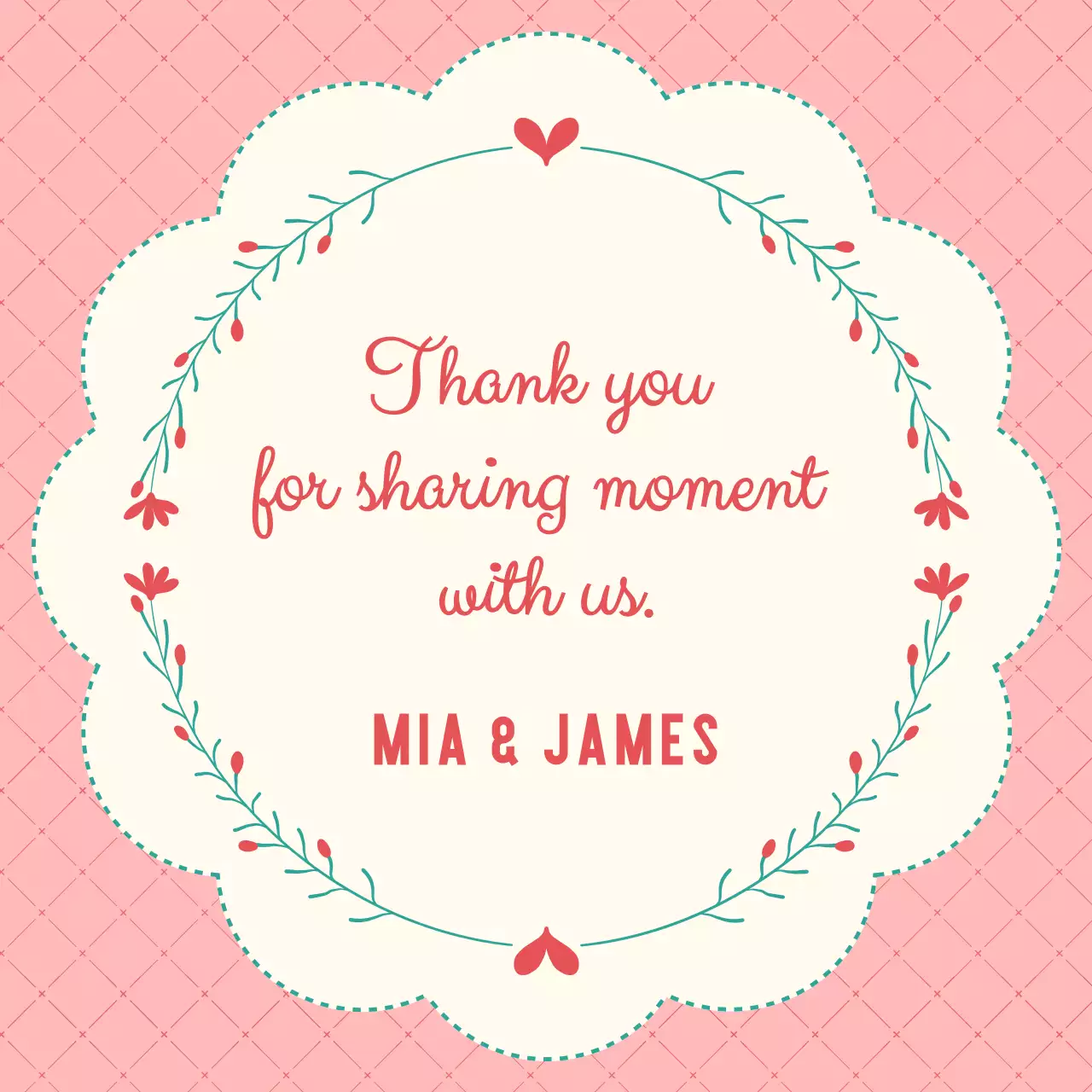 Cute Floral Frame with Coral Color