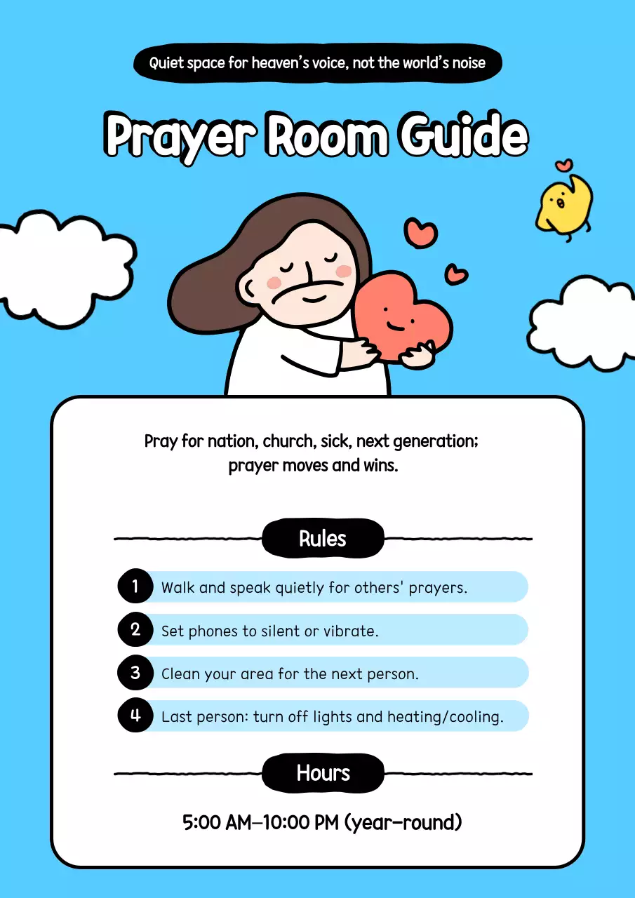 Hướng dẫn tham quan phòng cầu nguyện màu xanh da trời xinh xắn