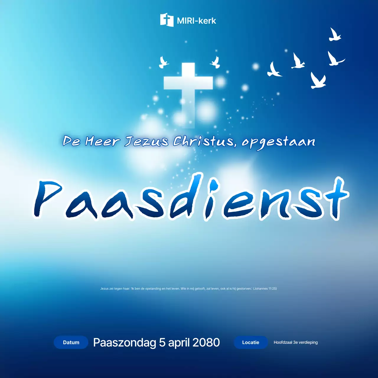 Hemelsblauwe eenvoudige paasdienstgids