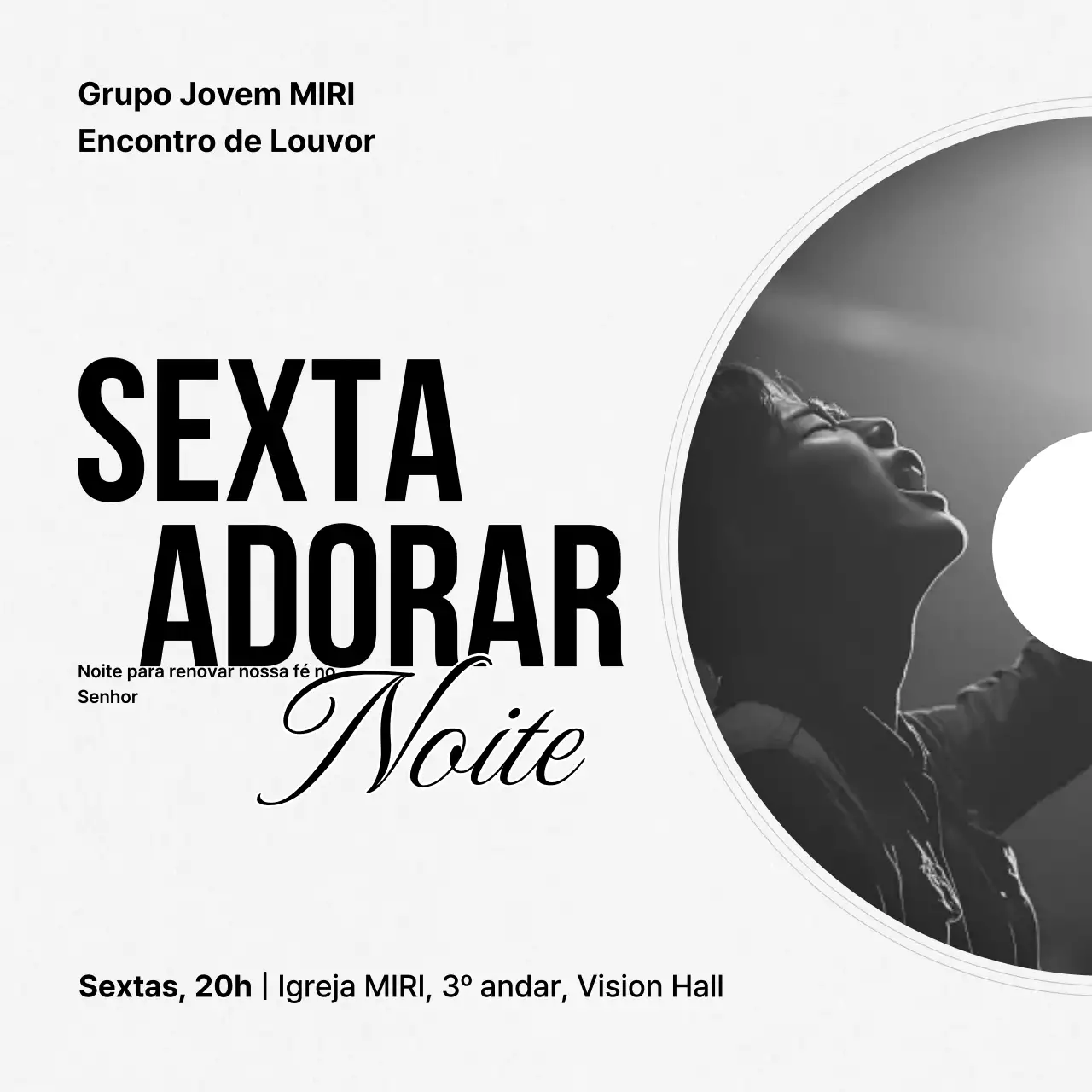 Guia de adoração limpo em preto e branco