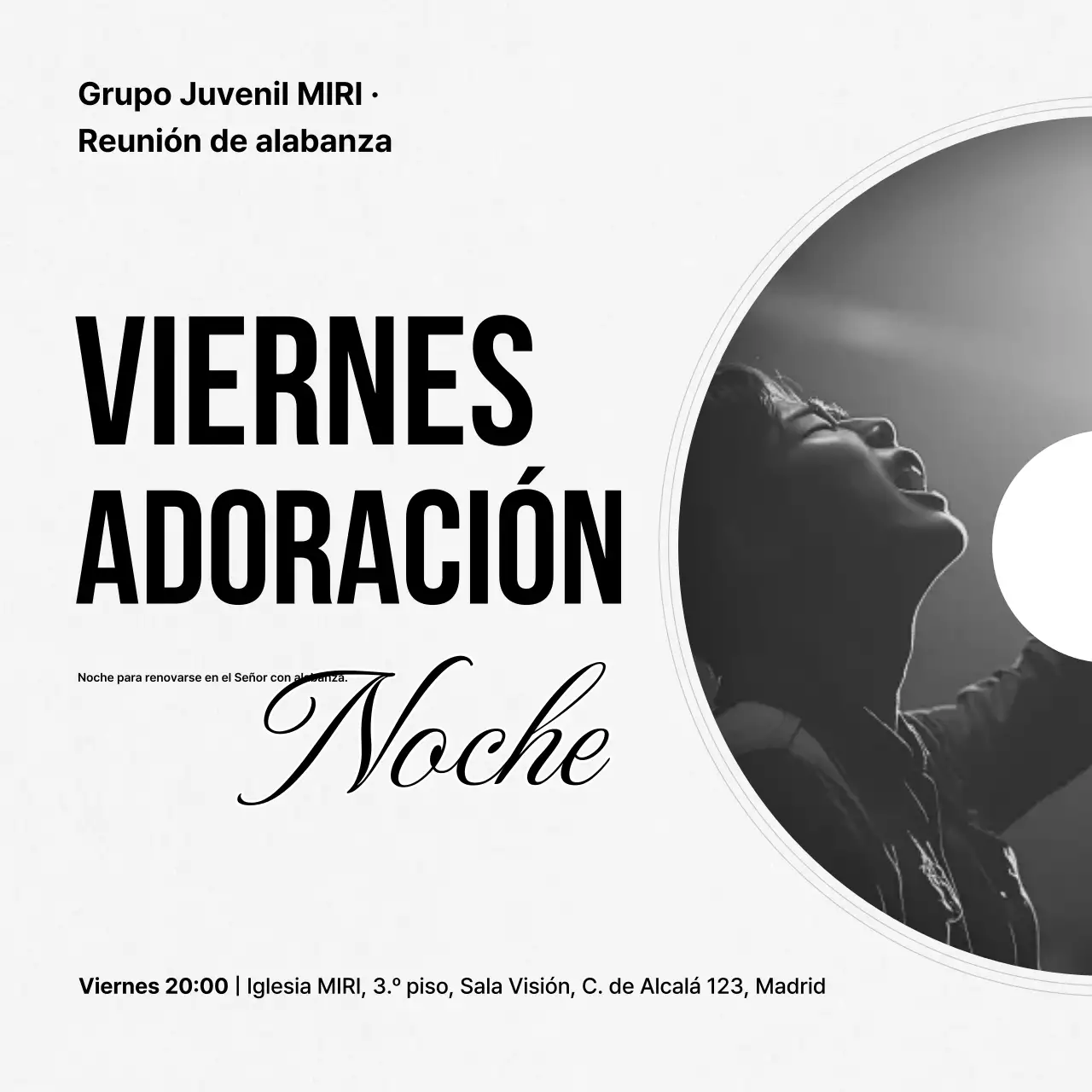 Guía de adoración limpia en blanco y negro