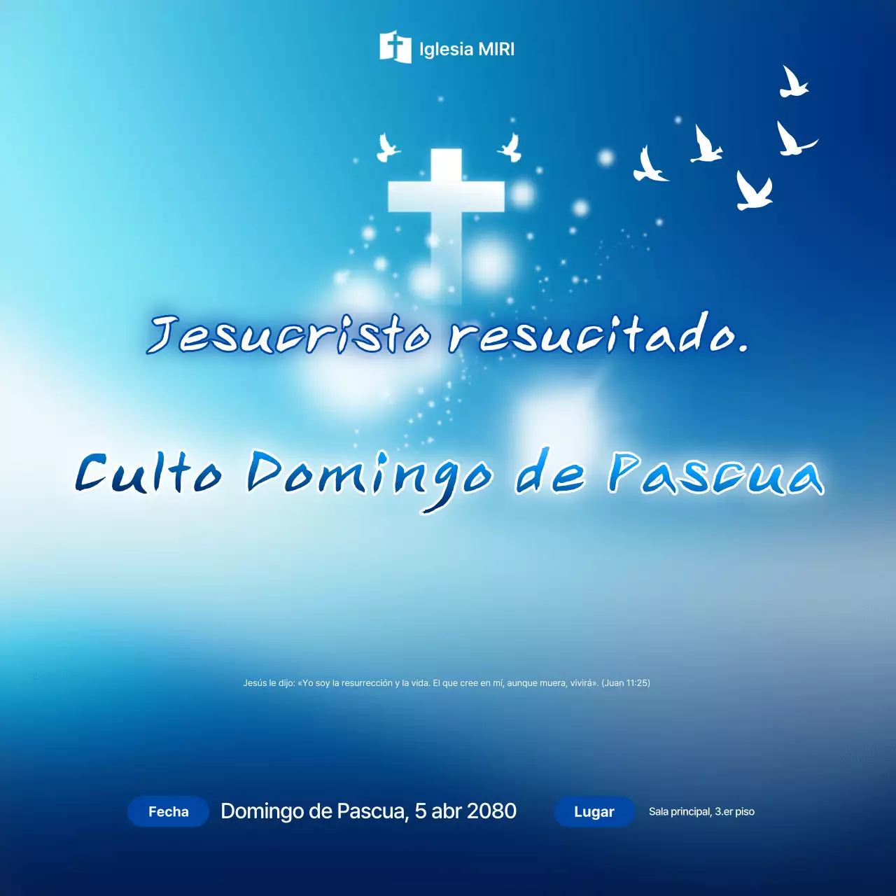 Guía sencilla de servicios de Pascua en color azul cielo