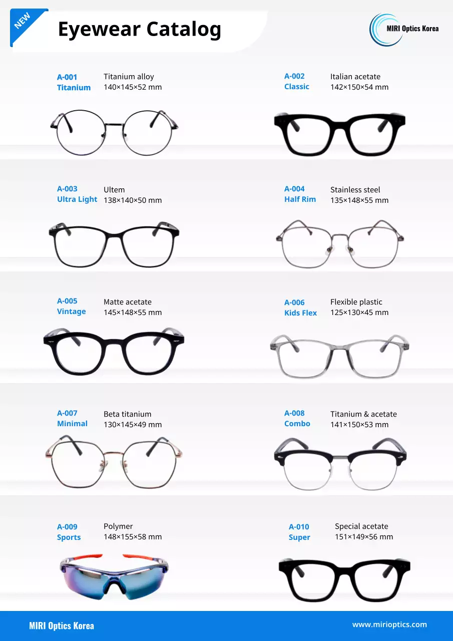 danh mục kính mắt hiện đại màu xanh dương