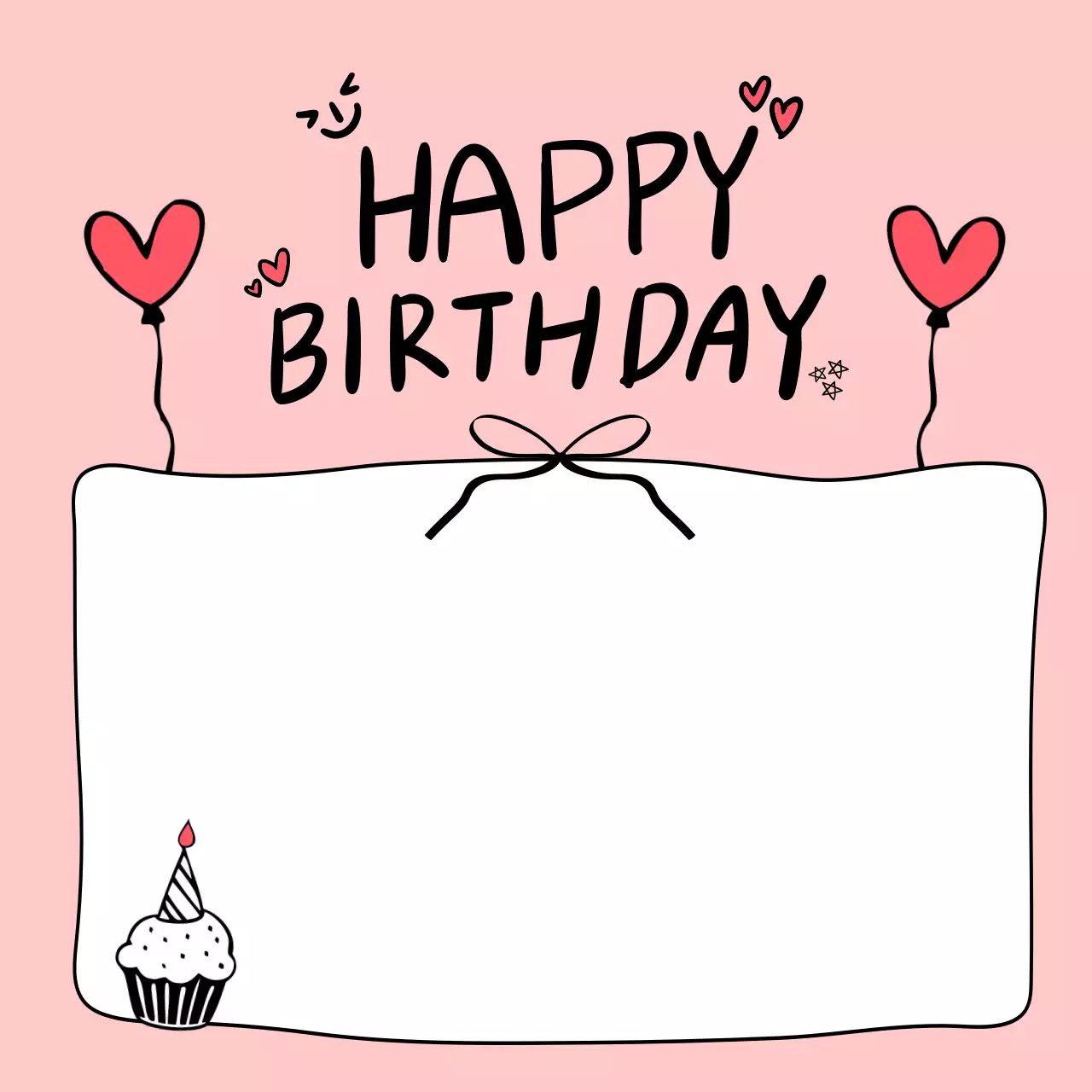 핑크 아기자기한 생일 초대장