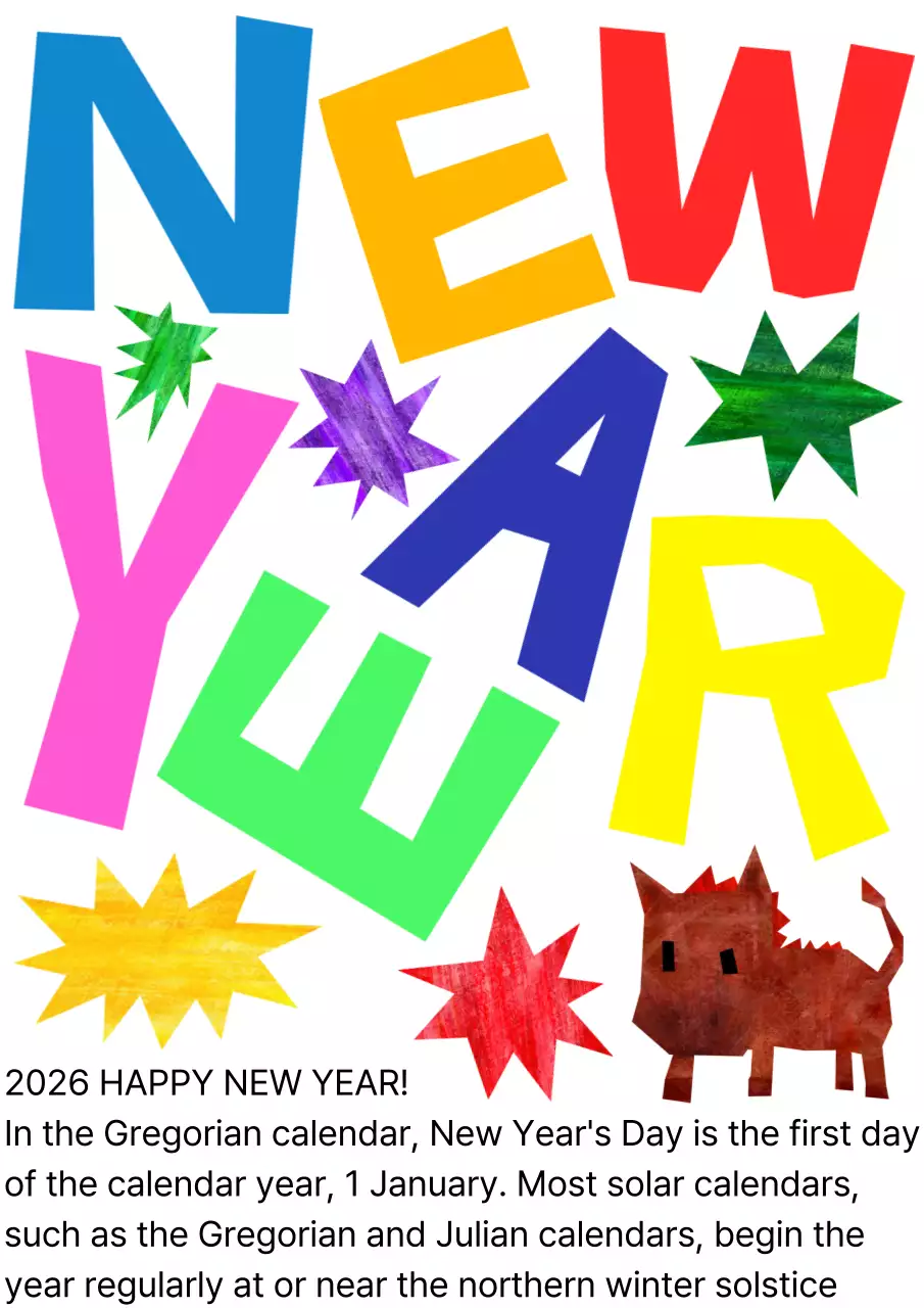 Colorful retro New Year announcement