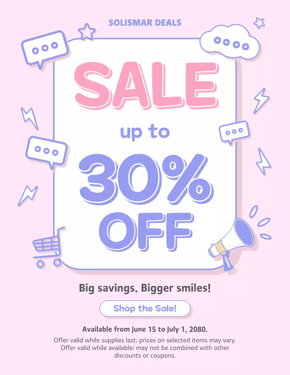 Poster khuyến mãi giảm giá vui nhộn tông màu pastel