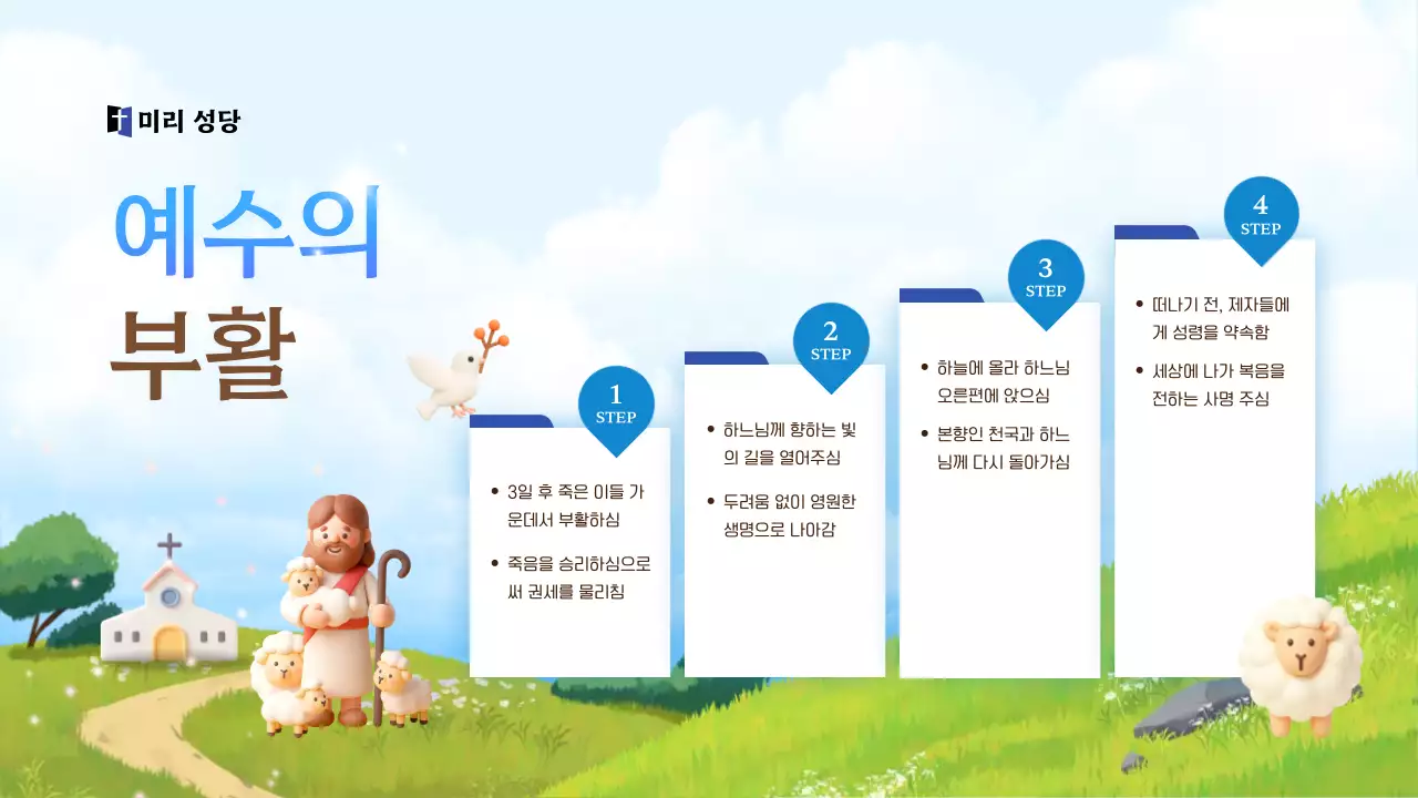 하늘색 아기자기한 종교 교육