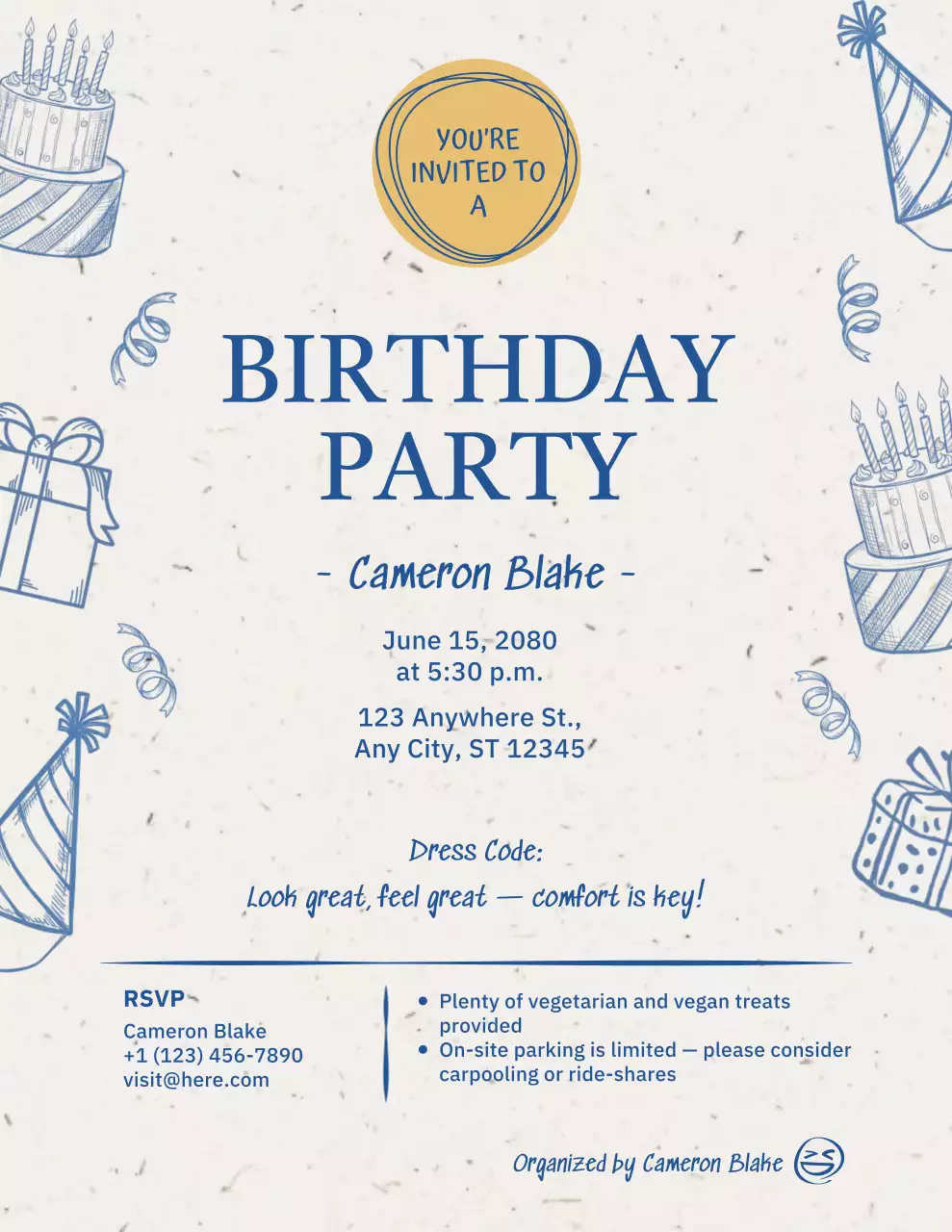 Beige Classic Birthday Invitation Poster
