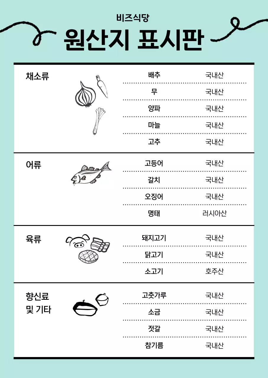 민트 심플 식품 안내
