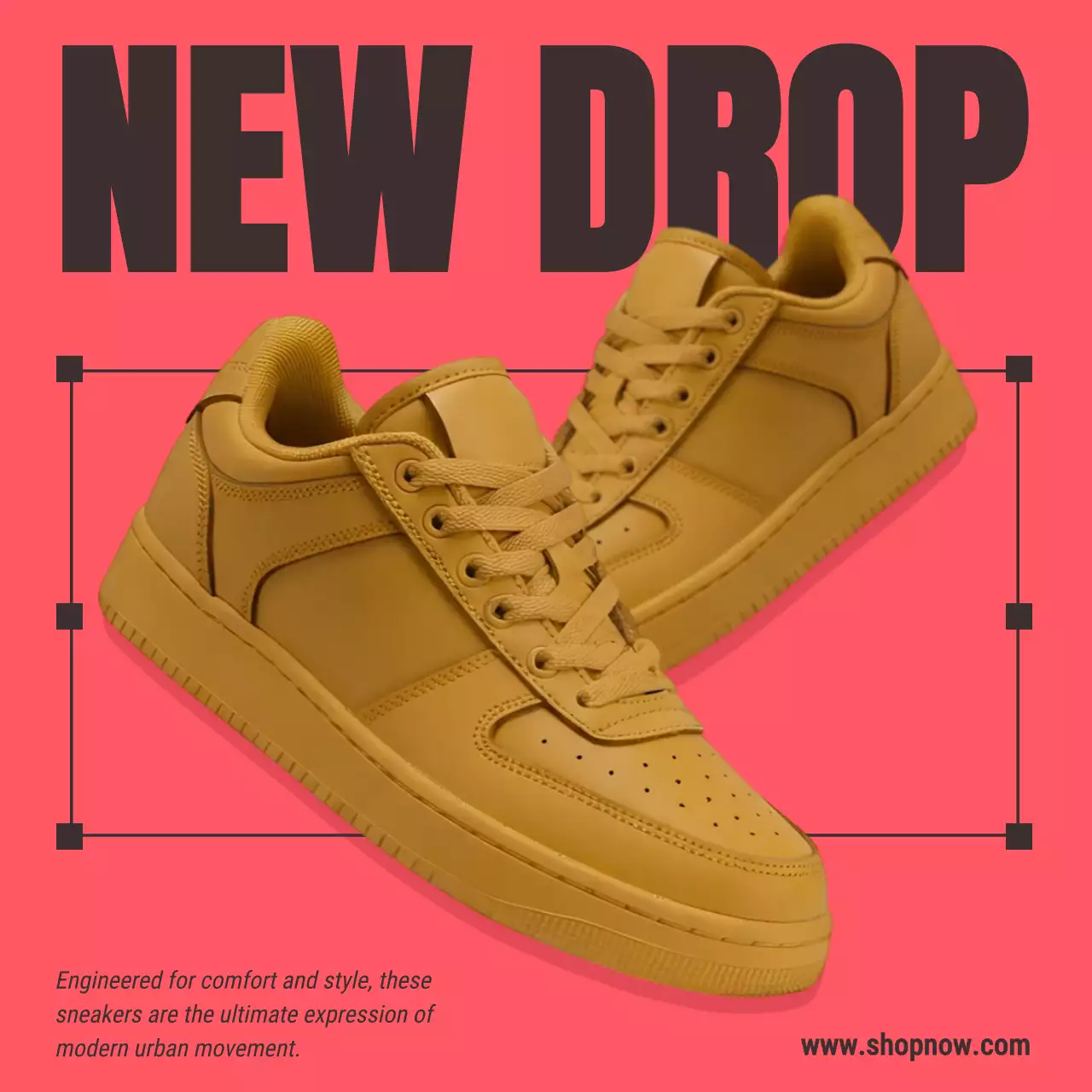 Promosi Sepatu Sneakers Modern Warna Kuning Melalui Unggahan Instagram