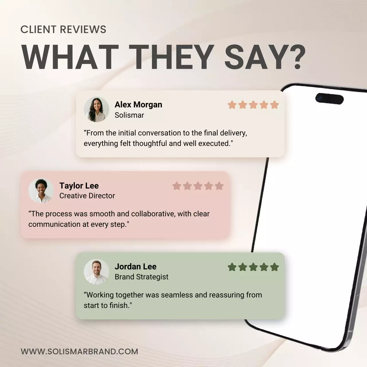 Beige Modern Client Reviews Social Media Square