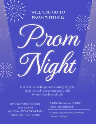 Blue Elegant Prom Invitation Poster