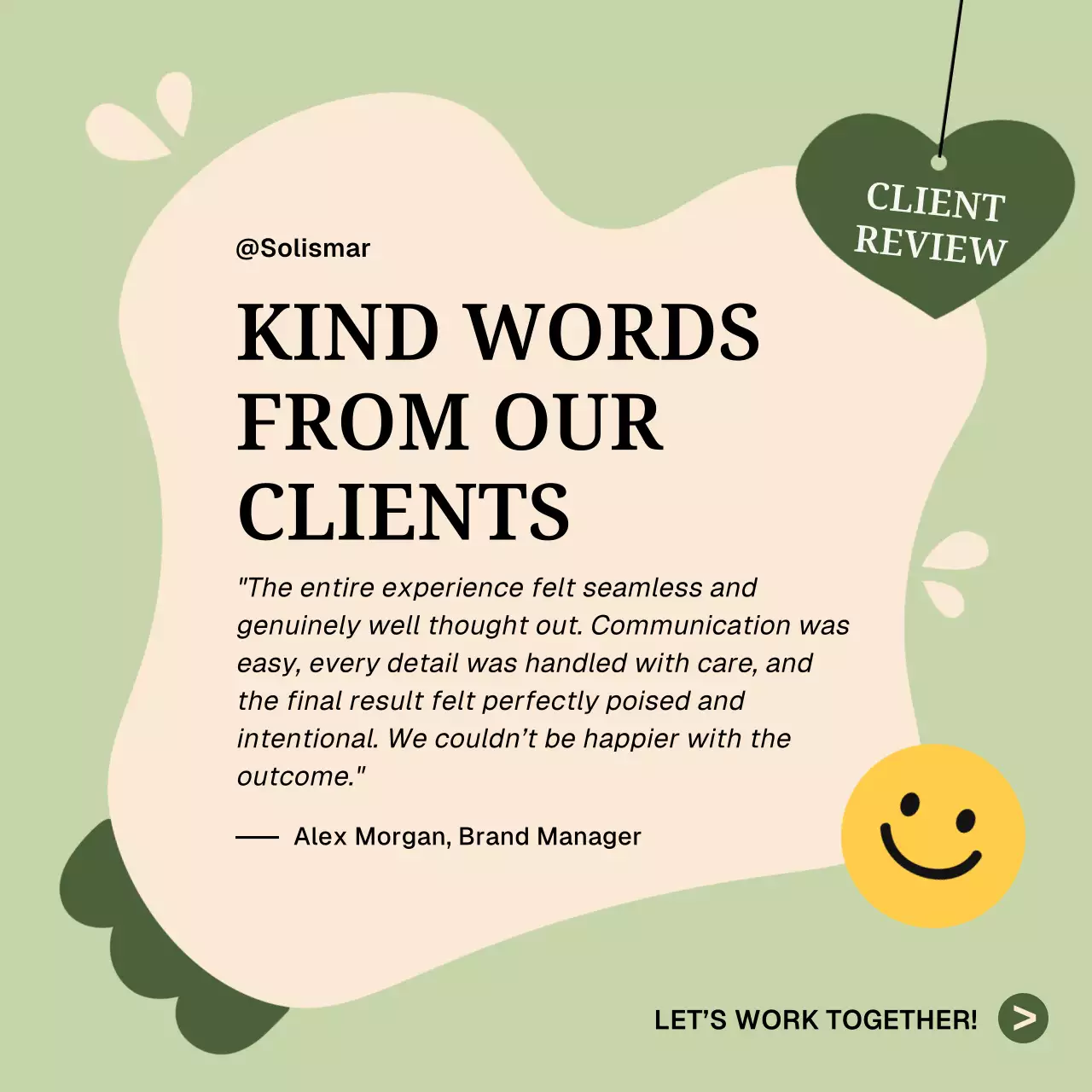 Avaliação de cliente minimalista e verde nas redes sociais (Square)